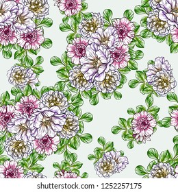 Flower print in bright colors. Elegance seamless pattern.