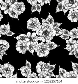 Flower print in bright colors. Elegance seamless pattern.