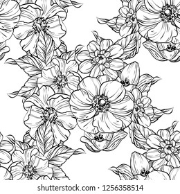 Flower print. Elegance seamless pattern.