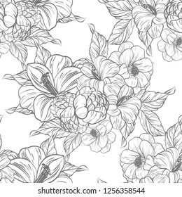 Flower print. Elegance seamless pattern.