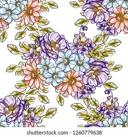 Flower print. Elegance seamless pattern.