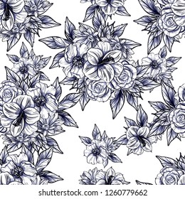 Flower print. Elegance seamless pattern.