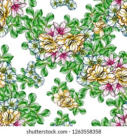 Flower print. Elegance seamless pattern.
