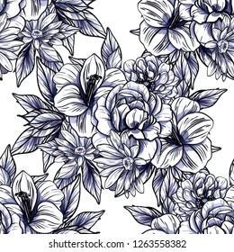 Flower print. Elegance seamless pattern.