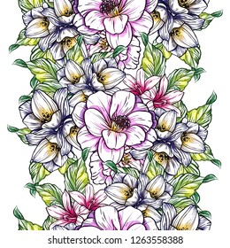 Flower print. Elegance seamless pattern.