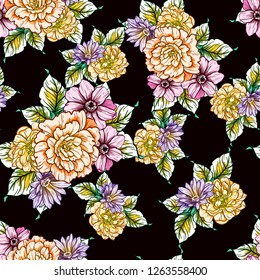 Flower print. Elegance seamless pattern.