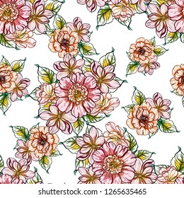 Flower print. Elegance seamless pattern.