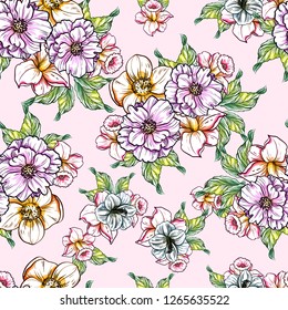 Flower print. Elegance seamless pattern.