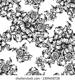 Flower print. Elegance seamless pattern.