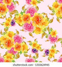Flower print. Elegance seamless pattern.