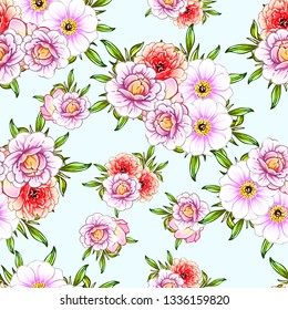 Flower print. Elegance seamless pattern.