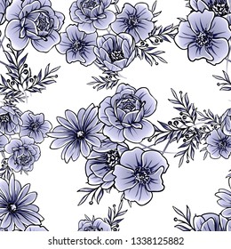Flower print. Elegance seamless pattern.
