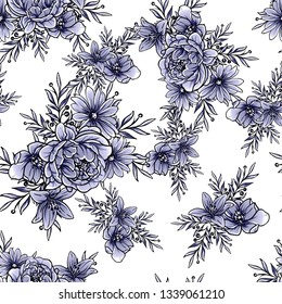 Flower print. Elegance seamless pattern.