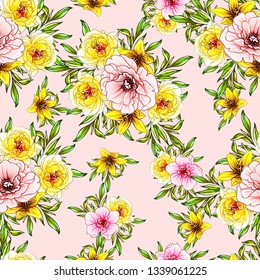 Flower print. Elegance seamless pattern.