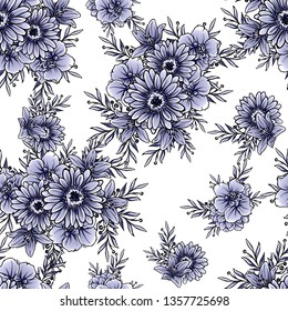 Flower print. Elegance seamless pattern.