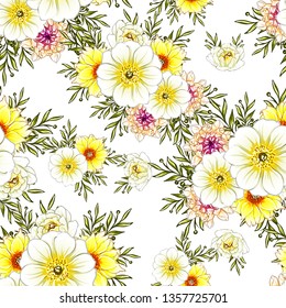 Flower print. Elegance seamless pattern.