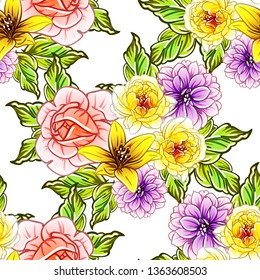 Flower print. Elegance seamless pattern.