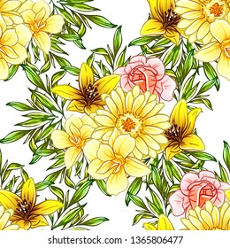 Flower print. Elegance seamless pattern.