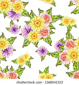 Flower print. Elegance seamless pattern.