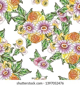 Flower print. Elegance seamless pattern.