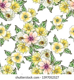 Flower print. Elegance seamless pattern.