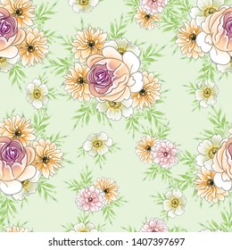 Flower print. Elegance seamless pattern.