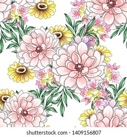 Flower print. Elegance seamless pattern.