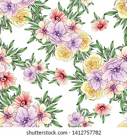 Flower print. Elegance seamless pattern.