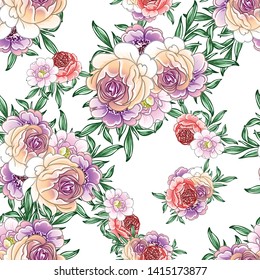 Flower print. Elegance seamless pattern.