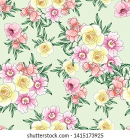 Flower print. Elegance seamless pattern.