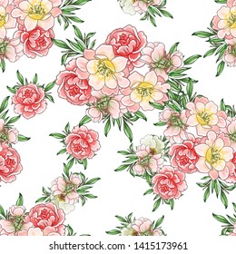 Flower print. Elegance seamless pattern.