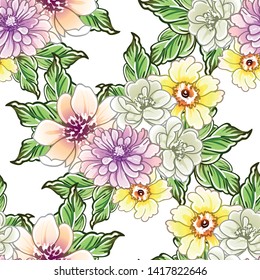 Flower print. Elegance seamless pattern.