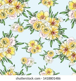 Flower print. Elegance seamless pattern.