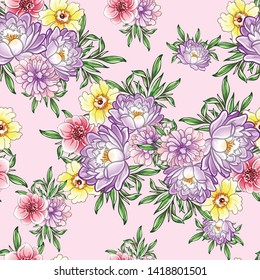 Flower print. Elegance seamless pattern.
