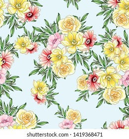 Flower print. Elegance seamless pattern.