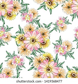 Flower print. Elegance seamless pattern.