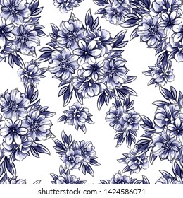 Flower print. Elegance seamless pattern.