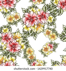 Flower print. Elegance seamless pattern.
