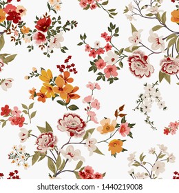 Flower print elegance seamless pattern in vector