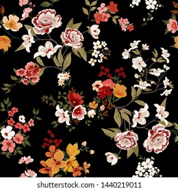 Flower print elegance seamless pattern in vector