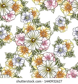 Flower print. Elegance seamless pattern.