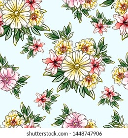 Flower print. Elegance seamless pattern.