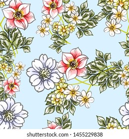 Flower print. Elegance seamless pattern.