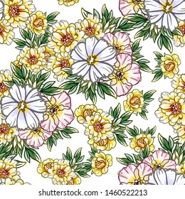 Flower print. Elegance seamless pattern.