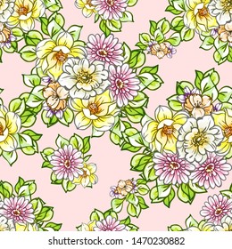 Flower print. Elegance seamless pattern.