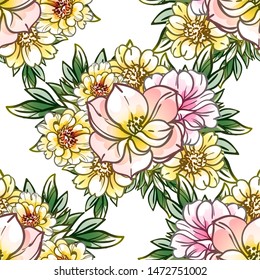 Flower print. Elegance seamless pattern.