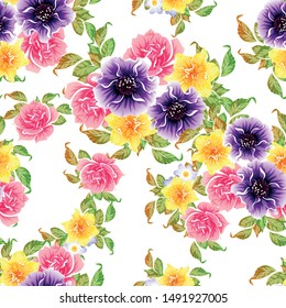 Flower print. Elegance seamless pattern.