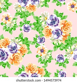Flower print. Elegance seamless pattern.