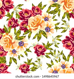Flower print. Elegance seamless pattern.