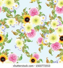 Flower print. Elegance seamless pattern.